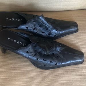 Fall Leather Cut Out Square Toe Pointed Toe Heels Mules Y2K Vintage